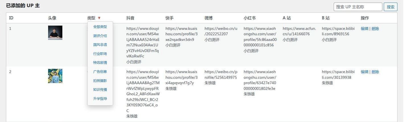 点击放大图片 Wordpress之UP主推荐插件V1.0.3